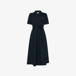 Outlet Abito chemisier in lino blu navy Donna Abiti