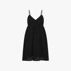 Hot Abito in cotone Sangallo nero Donna Abiti|Beachwear Donna