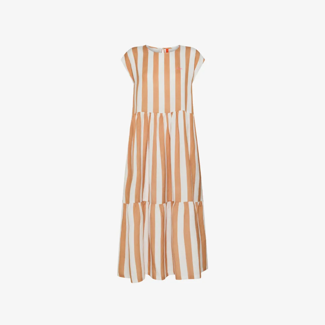 Discount Abito in lino a righe bianche e cammello Donna Abiti|Beachwear Donna