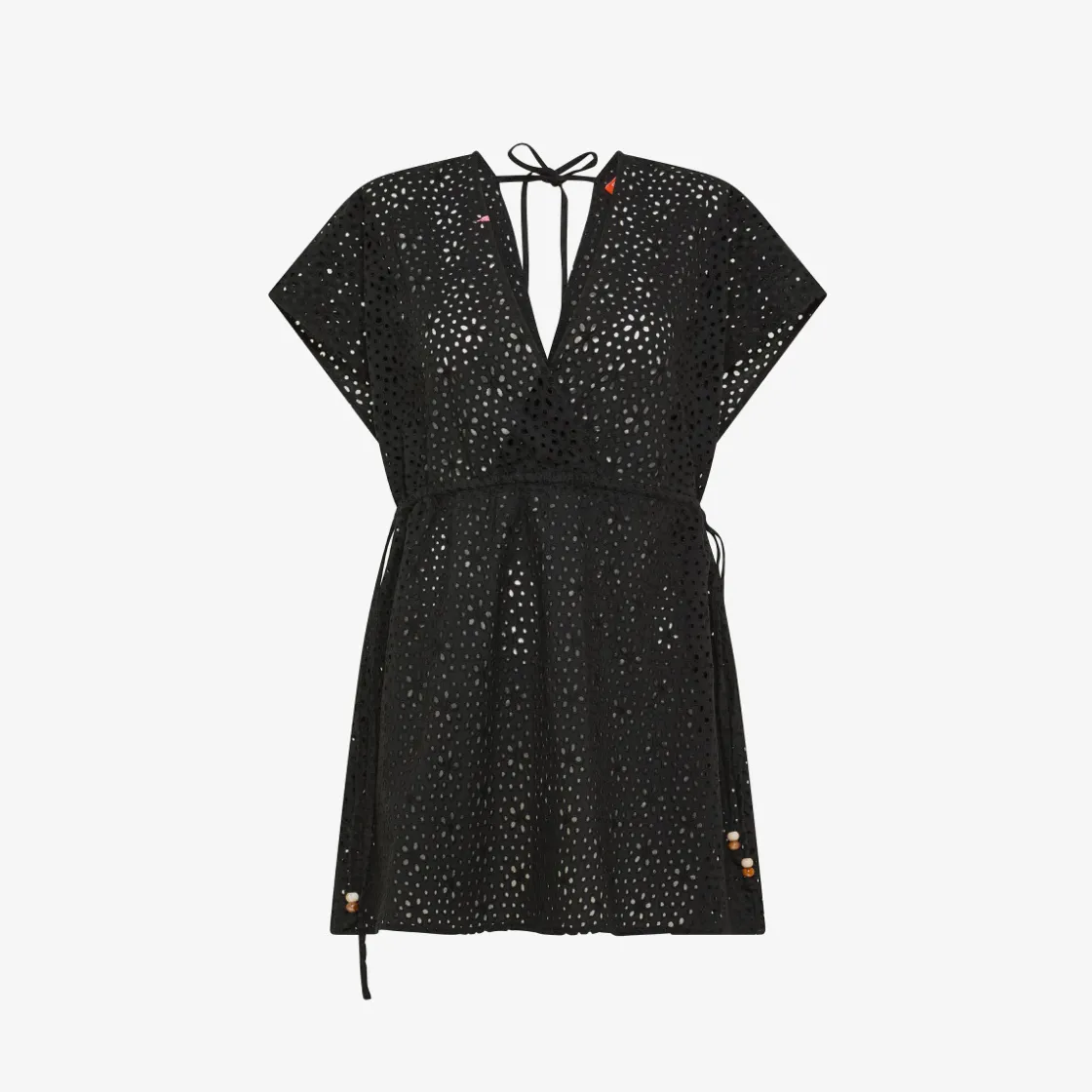 Online Abito kimono in cotone Sangallo nero Donna Abiti|Beachwear Donna