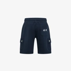 Discount Bermuda cargo in felpa blu navy Bambino Pantaloni|Felpe