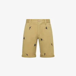 Outlet Bermuda chino con ricami beige Bambino Pantaloni