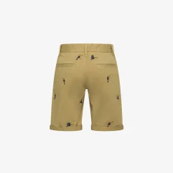 Outlet Bermuda chino con ricami beige Bambino Pantaloni