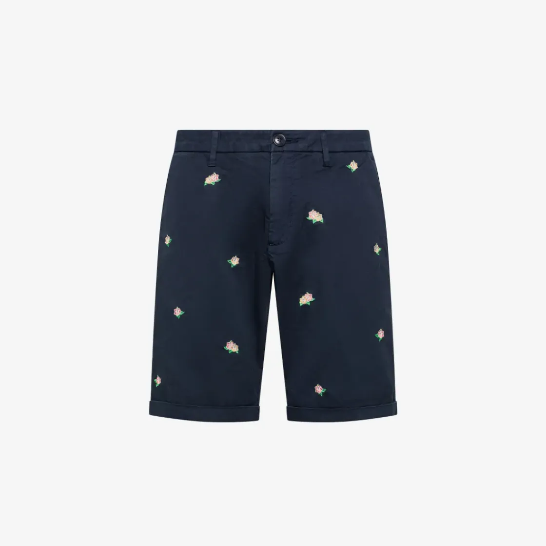 Sale Bermuda chino con ricami blu navy Uomo Pantaloni