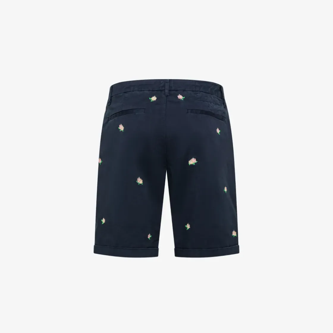 Sale Bermuda chino con ricami blu navy Uomo Pantaloni