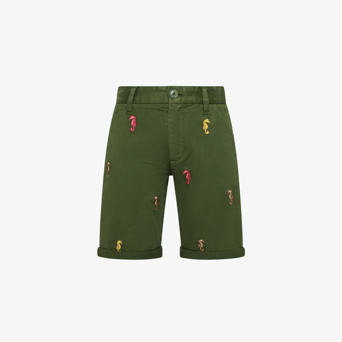 Fashion Bermuda chino con ricami verde scuro Bambino Pantaloni