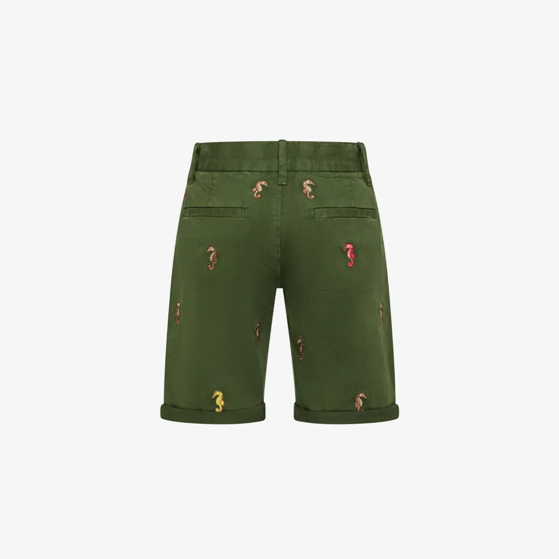 Fashion Bermuda chino con ricami verde scuro Bambino Pantaloni