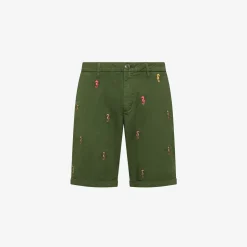 Outlet Bermuda chino con ricami verde scuro Uomo Pantaloni