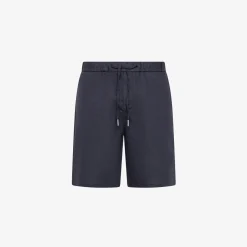 Fashion Bermuda in lino e cotone blu navy Uomo Pantaloni|Beachwear Uomo