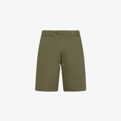 New Bermuda in lino e cotone verde scuro Uomo Pantaloni|Beachwear Uomo