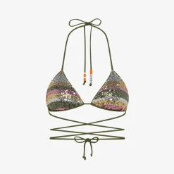 Sale Bikini con paillettes verde scuro e fucsia Donna Costumi Donna