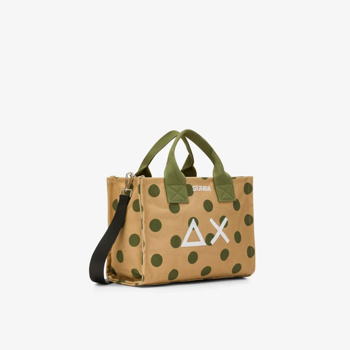 Hot Borsa mare in canvas di cotone a righe beige e verde scuro Donna Borse|Accessori Donna