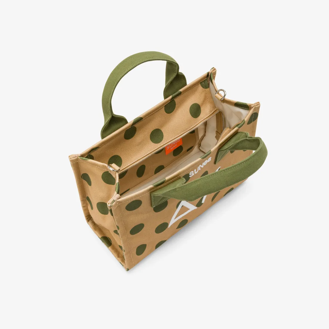 Hot Borsa mare in canvas di cotone a righe beige e verde scuro Donna Borse|Accessori Donna