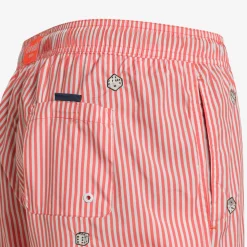 Fashion Boxer mare a righe arancio e bianche con ricami Uomo Costumi Uomo