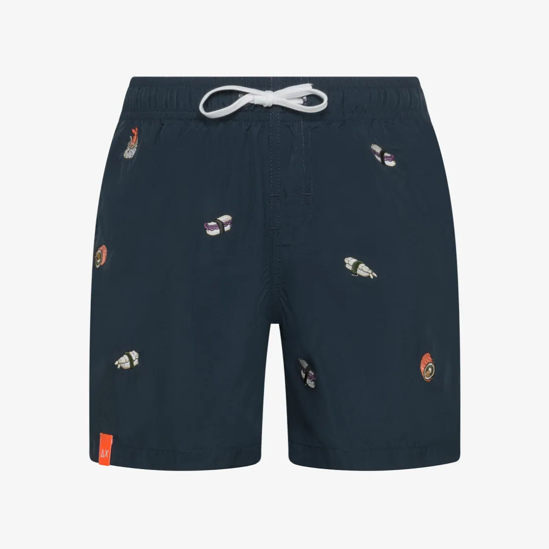 Fashion Boxer mare a righe blu navy con ricami Costumi Bimbo