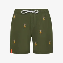 Online Boxer mare a righe verde militare con ricami Costumi Bimbo