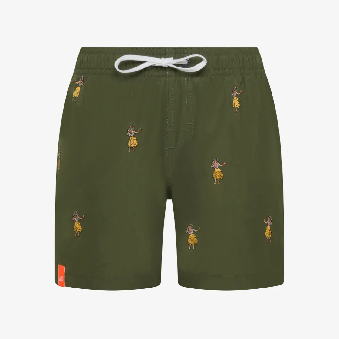Online Boxer mare a righe verde militare con ricami Costumi Bimbo