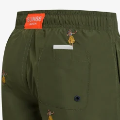 Online Boxer mare a righe verde militare con ricami Costumi Bimbo