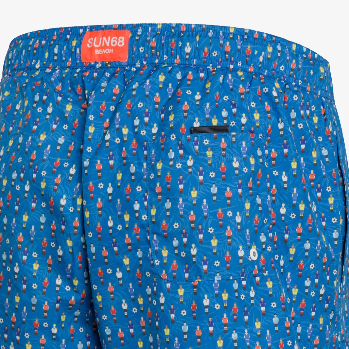 Discount Boxer mare con stampa blu royal e bianca Uomo Costumi Uomo