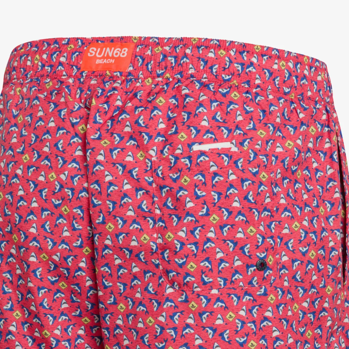 Outlet Boxer mare con stampa rosso e blu royal Uomo Costumi Uomo