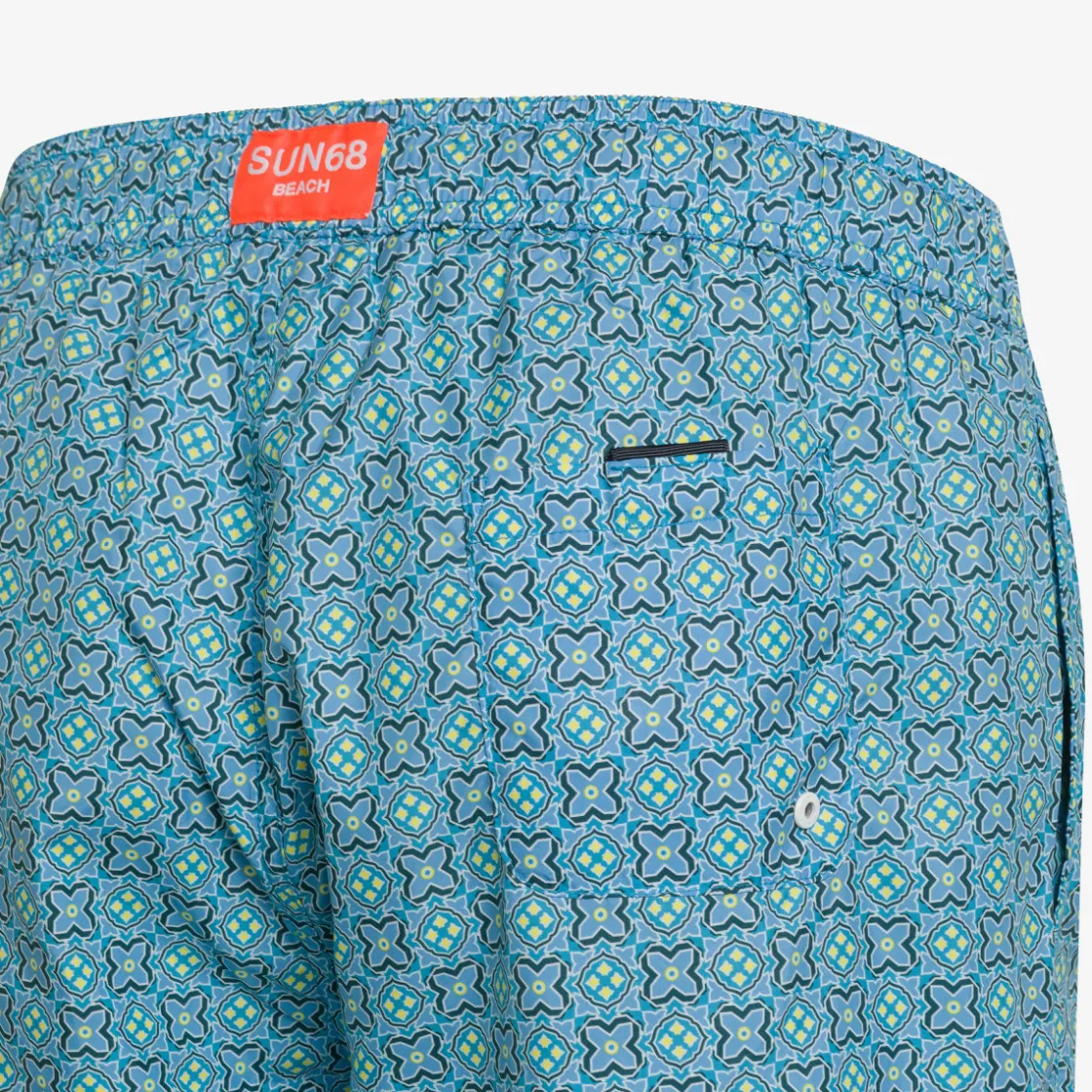 Hot Boxer mare con stampa turchese e avio Uomo Costumi Uomo