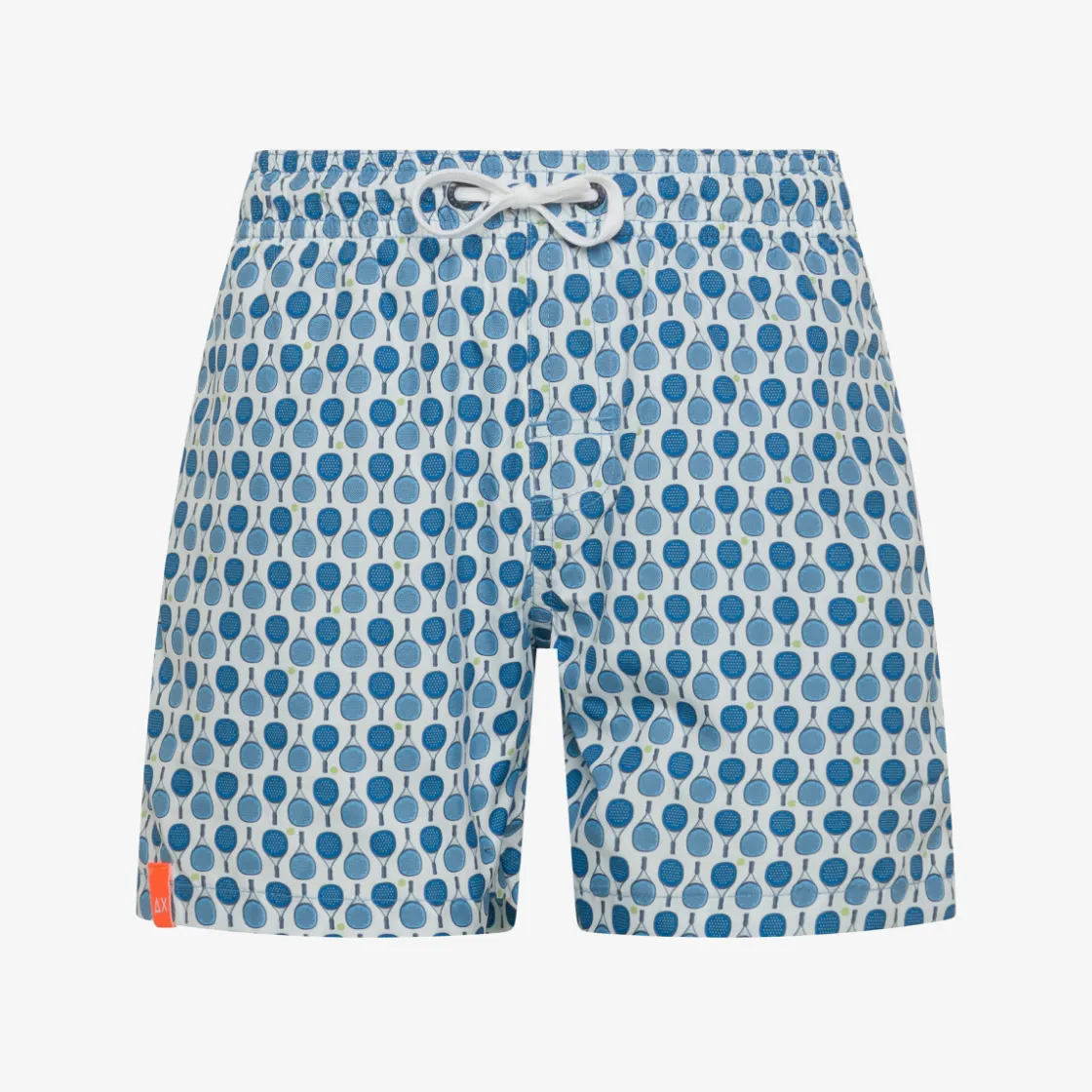 Online Boxer mare in nylon stampato bianco e turchese Costumi Bimbo