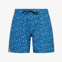 Hot Boxer mare in nylon stampato blu royal e bianco Costumi Bimbo