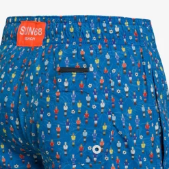 Hot Boxer mare in nylon stampato blu royal e bianco Costumi Bimbo