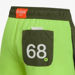 Clearance Boxer mare in nylon verde militare e giallo fluo Costumi Bimbo