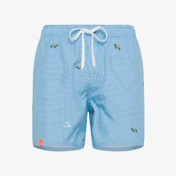 New Boxer mare turchese e bianco check con ricami Uomo Costumi Uomo