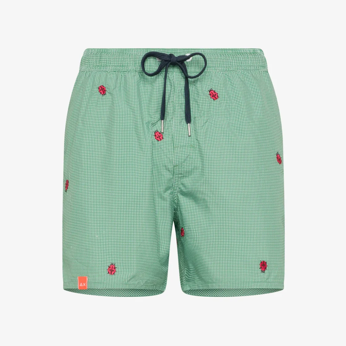 Clearance Boxer mare verde prato e bianco check con ricami Uomo Costumi Uomo
