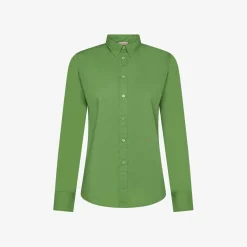 Outlet Camicia in cotone verde oliva con logo ricamato Donna Camicie