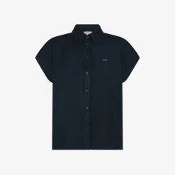 Online Camicia in lino blu navy Donna Camicie