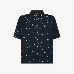 Online Camicia in lino blu navy e bianco a pois Donna Camicie|Beachwear Donna