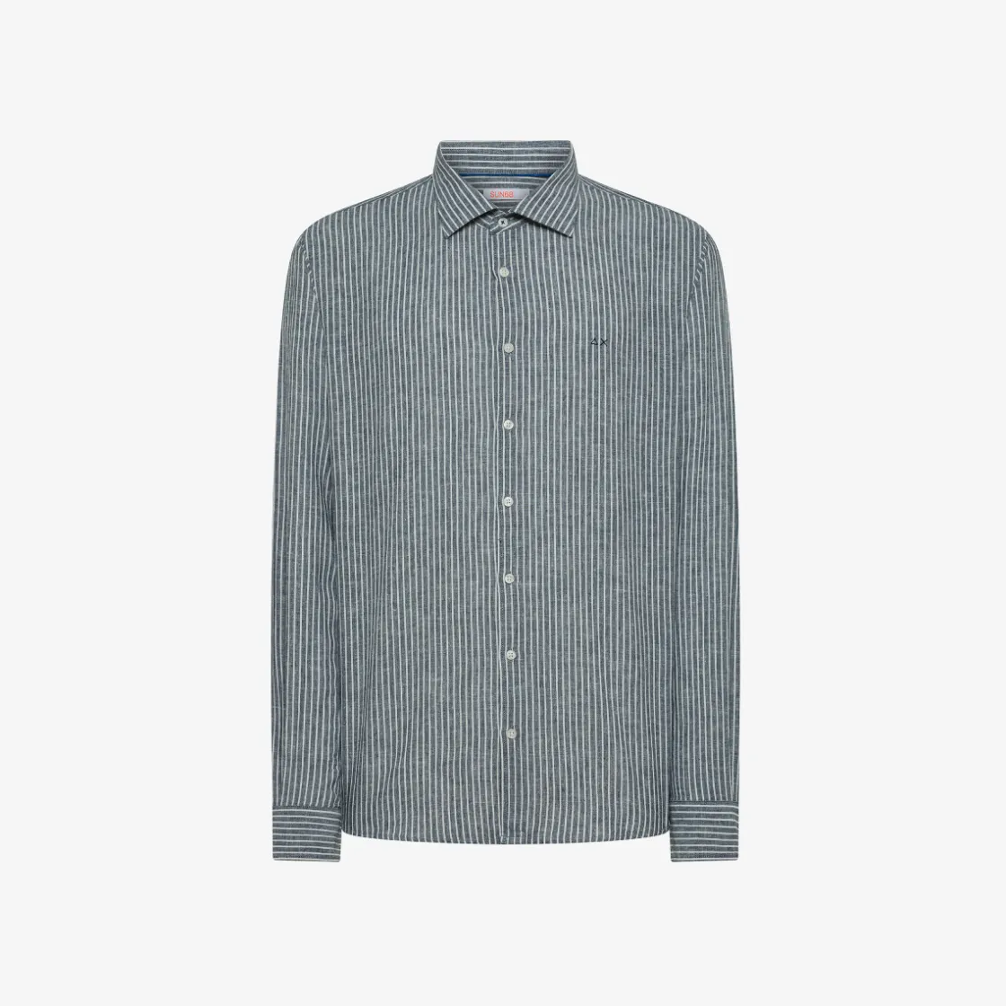 Fashion Camicia in lino e cotone a righe blu navy e bianche Uomo Camicie