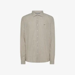 Best Camicia in lino e cotone a righe sabbia e bianche Uomo Camicie