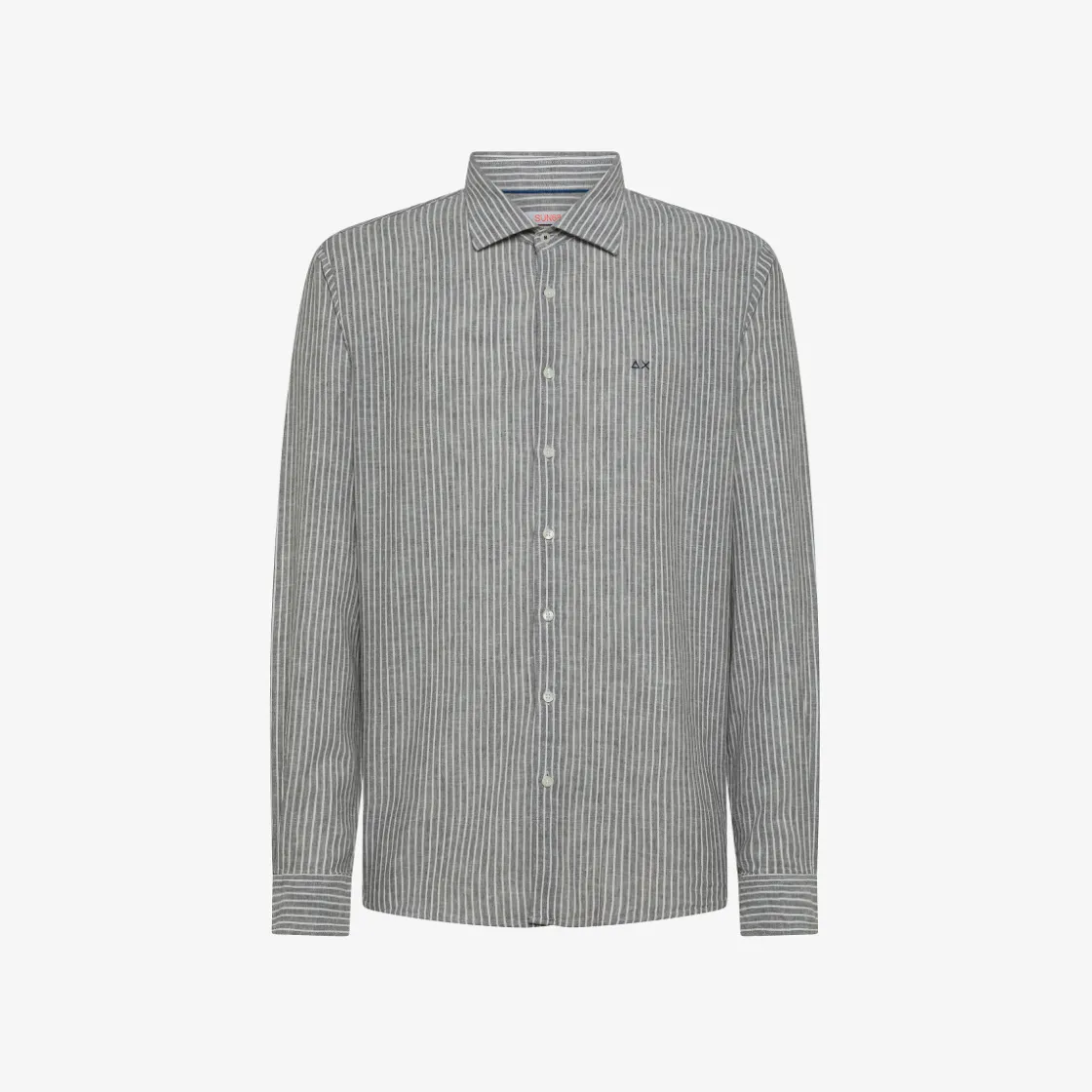 Hot Camicia in lino e cotone a righe bianche e grigio scuro Uomo Camicie