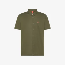 New Camicia in lino e cotone verde scuro Uomo Camicie|Beachwear Uomo
