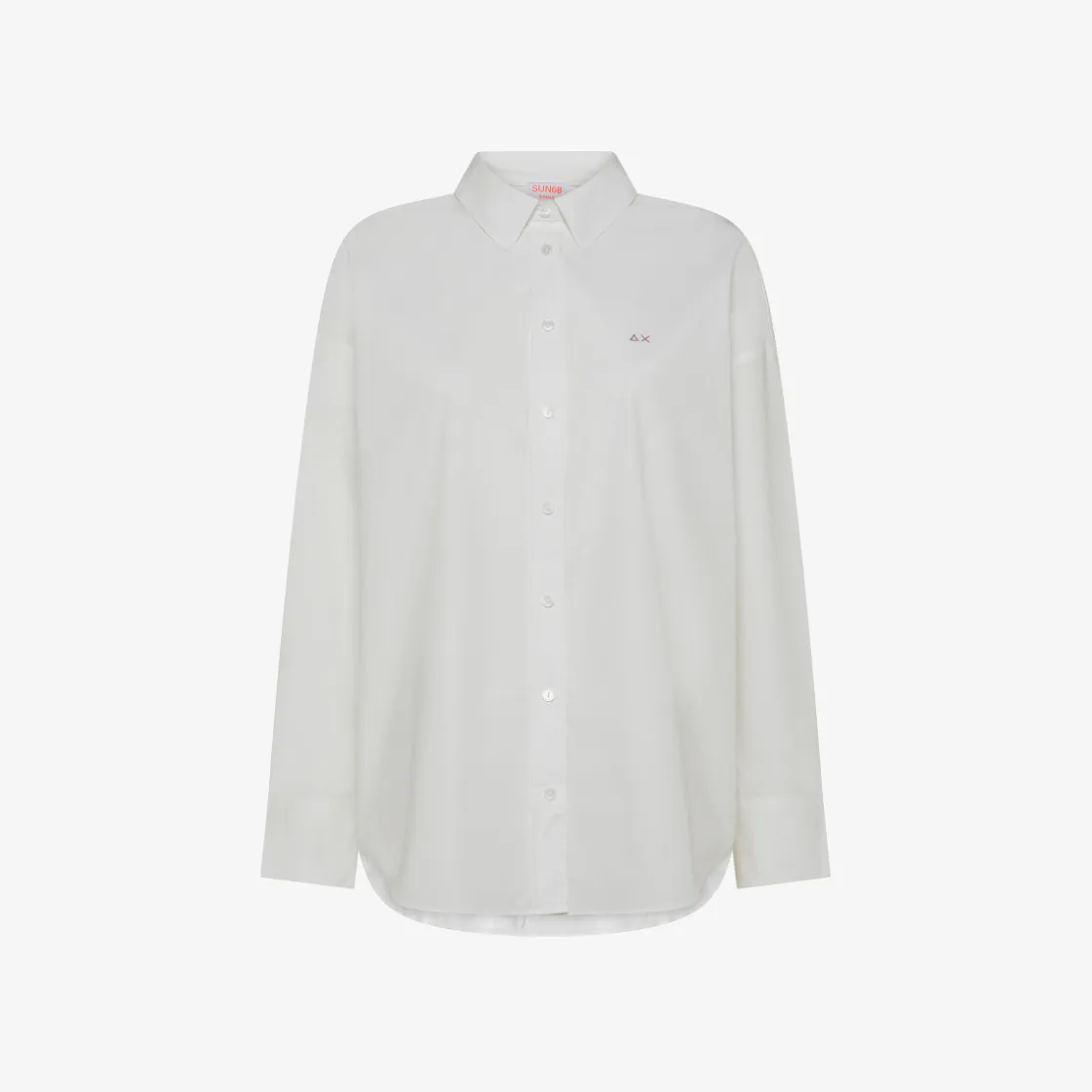 Online Camicia over in cotone bianco con logo ricamato Donna Camicie