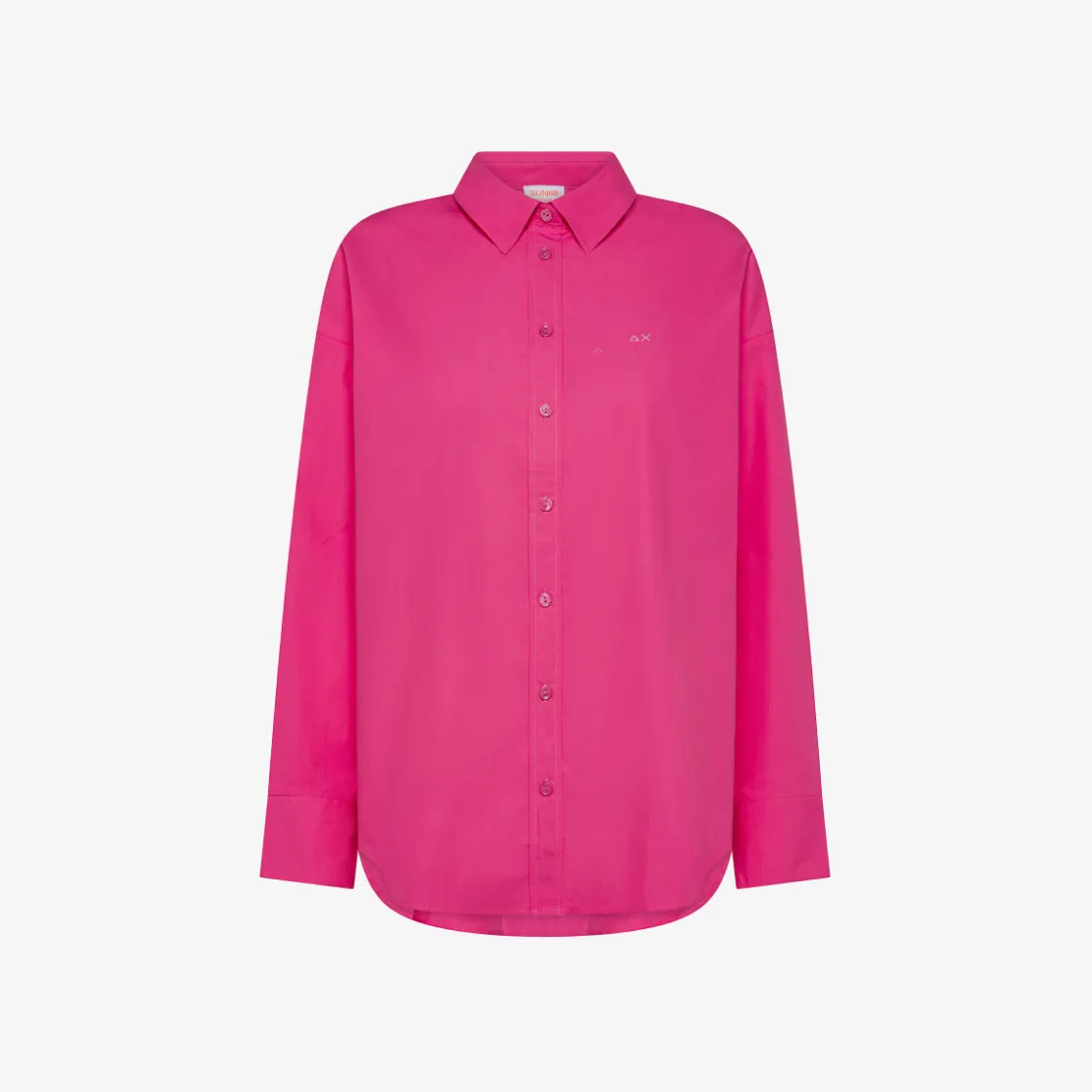 Outlet Camicia over in cotone fucsia con logo ricamato Donna Camicie