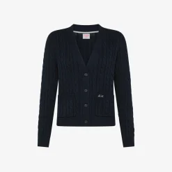 Hot Cardigan in cotone a trecce blu navy Donna Maglie