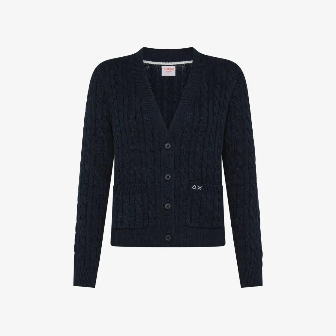 Hot Cardigan in cotone a trecce blu navy Donna Maglie