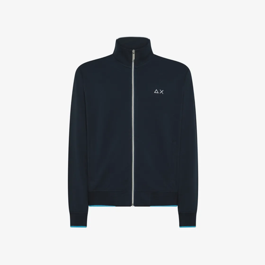 Fashion Felpa blu navy in piquet con zip Uomo Felpe