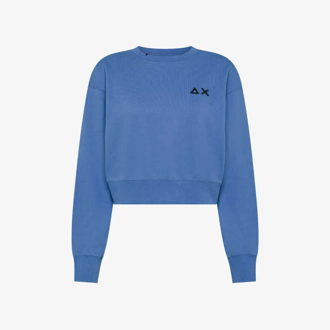 New Felpa cropped in cotone avio Donna Felpe