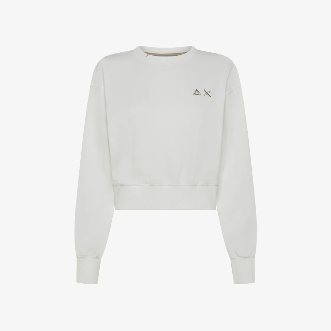 Clearance Felpa cropped in cotone bianco panna Donna Felpe