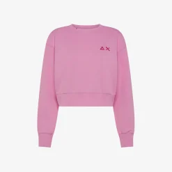 Online Felpa cropped in cotone geranio Donna Felpe