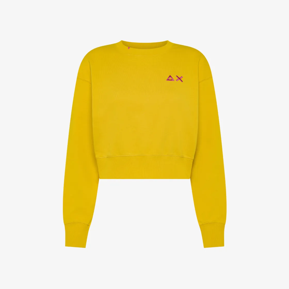 Online Felpa cropped in cotone giallo Donna Felpe
