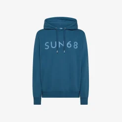 Best Felpa hoodie avio scuro con maxi logo Uomo Felpe