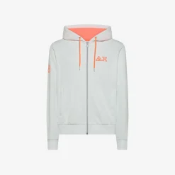 Outlet Felpa hoodie bianca panna con logo fluo Uomo Felpe