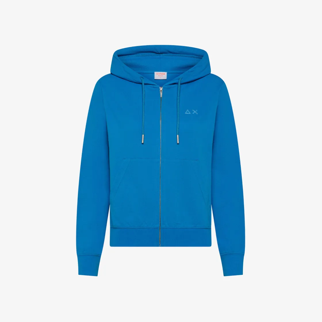 New Felpa hoodie in cotone ottanio chiaro con logo in strass Donna Felpe